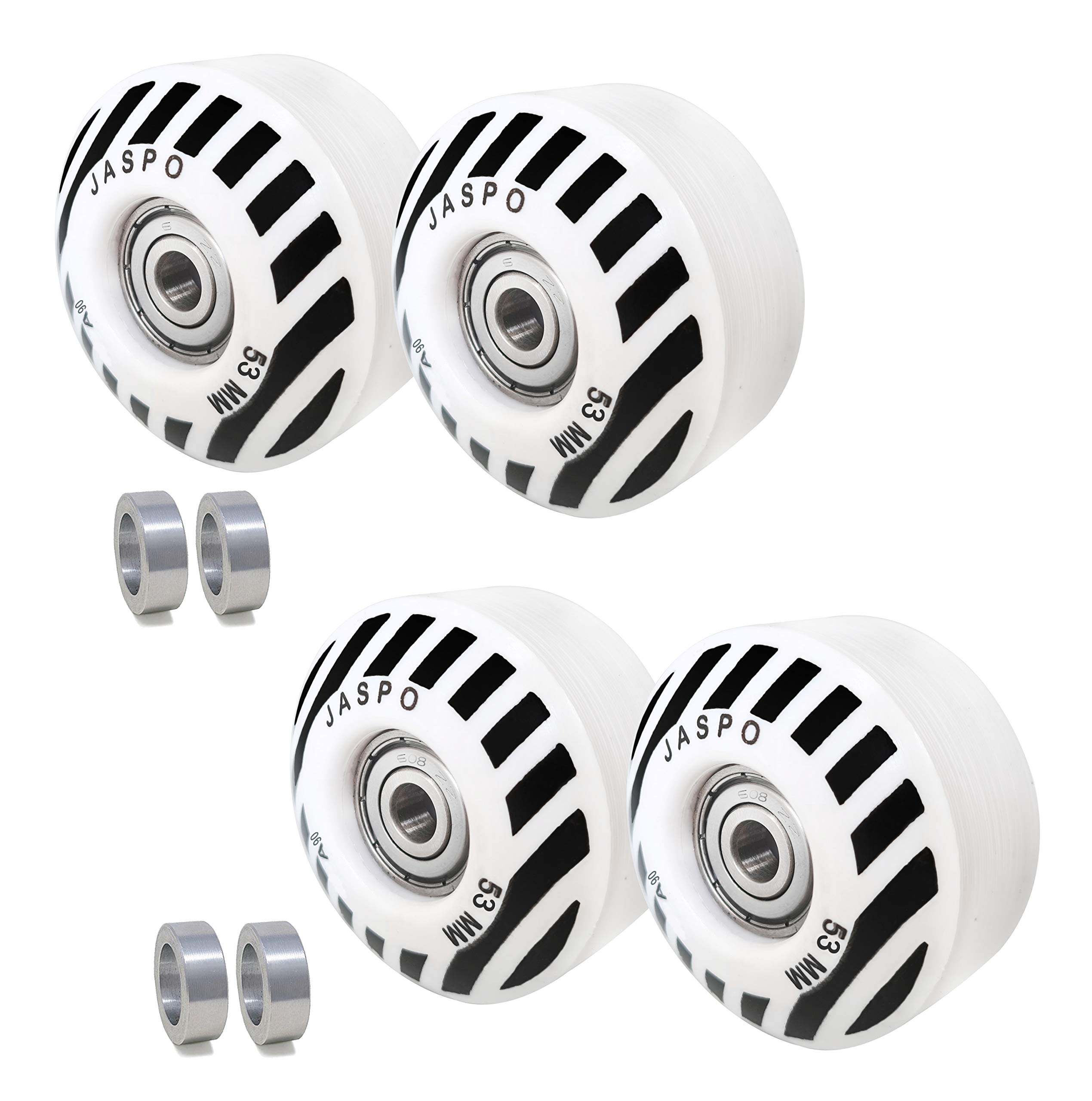 jaspo Sprint PU Skateboard and Roller Skates Wheels with Bearing 53 mm and Spacers (Multicolour) - Pack of 4 Polyurethane uk