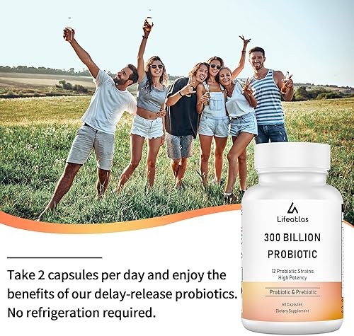 Miniatura 6 de 300 mil millones de probióticos CFU  Probióticos para mujeres y hombres, 12 cepas probióticas más prebióticos, máxima potencia para la salud