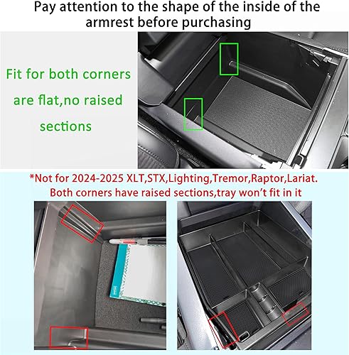 Miniatura 3 de Bandeja organizadora de consola central para Ford F150 2021 2022 2023 2024 Accesorios de interior Almacenamiento secundario Inserto de caja de