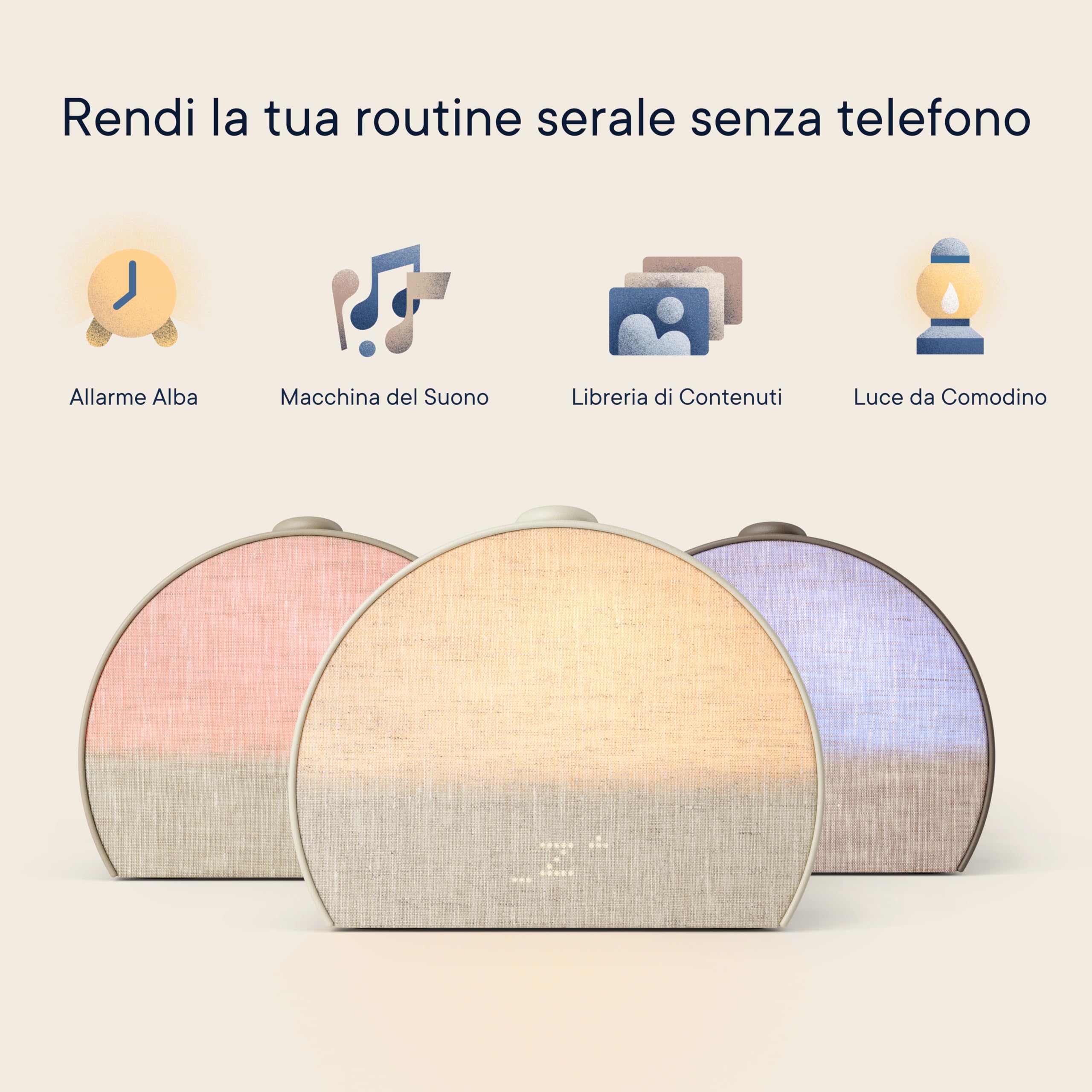 Hatch Restore 3 Sveglia con simulazione dell’alba e sveglia, macchina del suono e luce intelligente – Rumore bianco, routine di sonno senza schermi