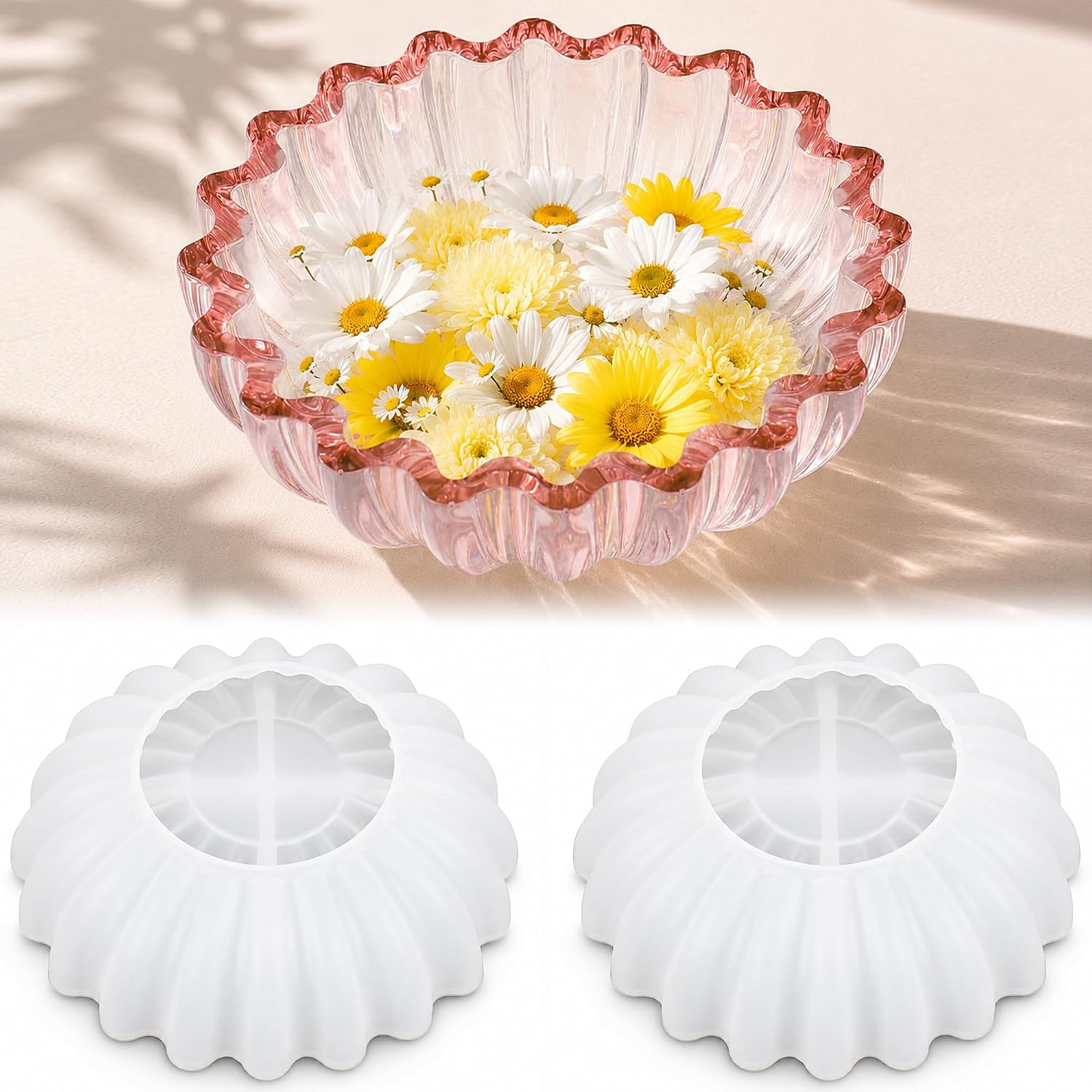 2Pcs Bowl Molds for Epoxy Resin Silicone DIY Jewelry Holder Trinket Tray
