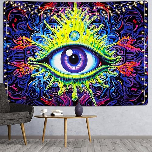 Uspring Tapiz de ojos trippy, tapiz hippie con mandala, misterioso, abstracto, tapiz de pared, tapiz estético grande para colgar en la pared, tapiz disponible en Yaxa Venezuela