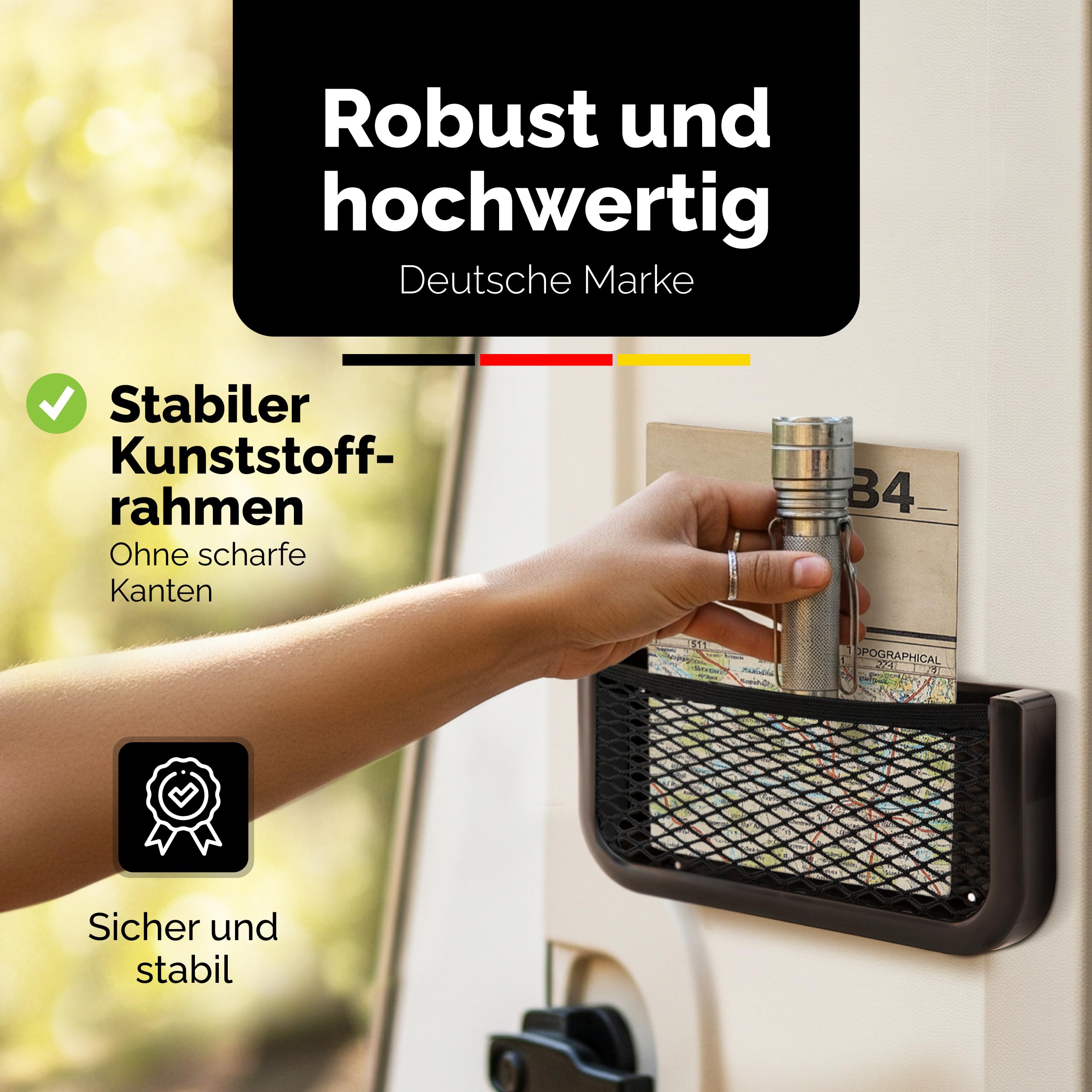 Vicera Ablagenetz für Camper und Wohnmobile 2er Set - Aufbewahrungsnetz aus robustem Kunststoff und elastischem Netz - Montagematerial inlusive
