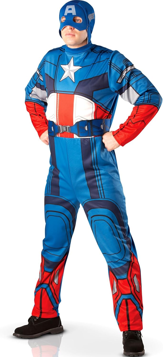 Captain America Fancy Dress Costume with Snood - Extra Large size ...