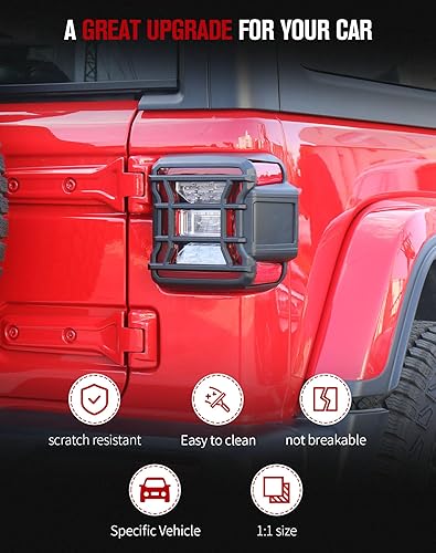 Miniatura 6 de JeCar Cubiertas de luz trasera LED, protectores de luz de freno trasera, accesorios exteriores compatibles con Jeep Wrangler JL JLU 2018-2023