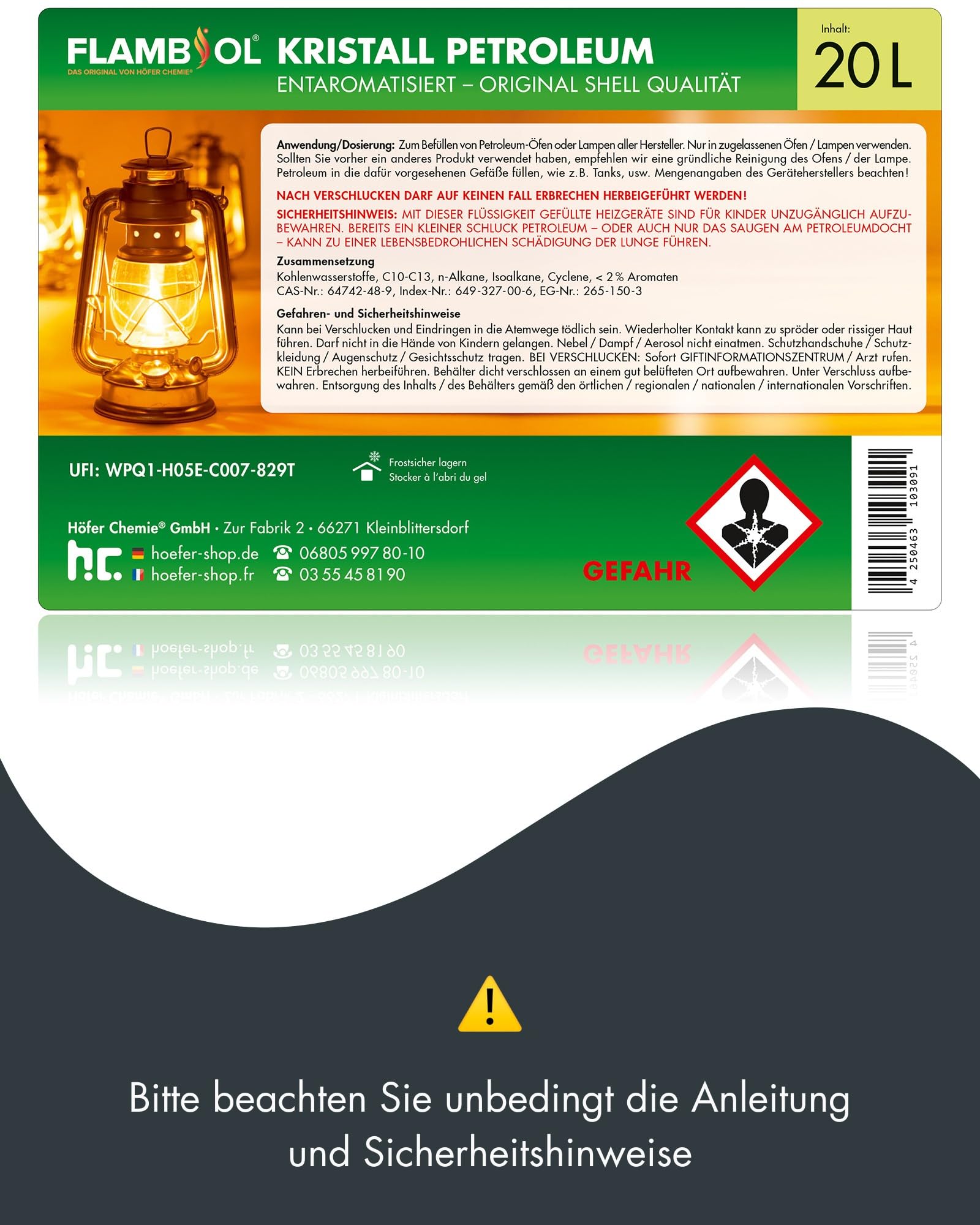 FLAMBIOL Pétrole Purifié 15 x 1 L Désaromatisé Combustion sans Suie