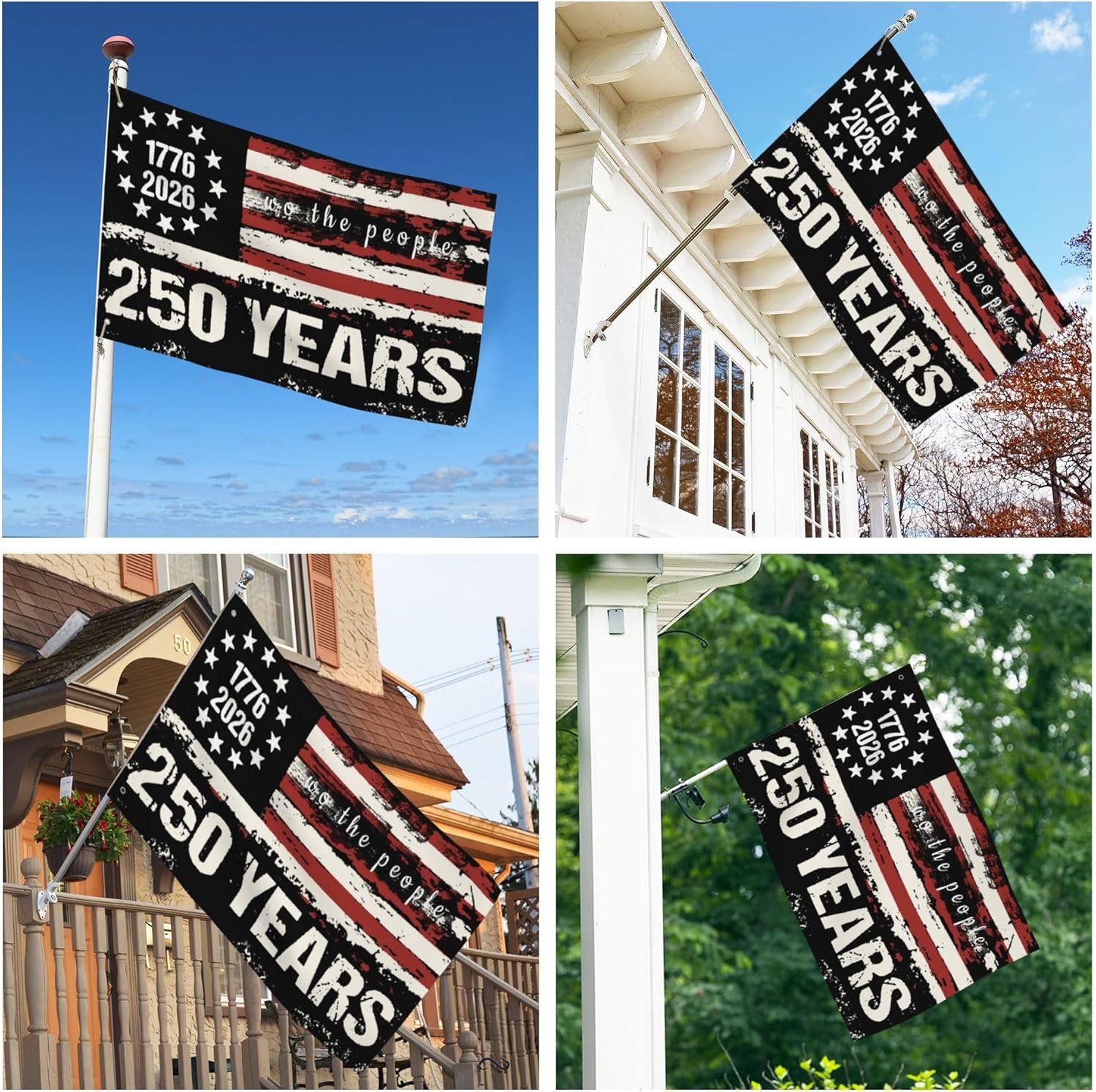 250 Year American Anniversary Flag, 250th Anniversary Usa Flag Patriotic 4th of July We The People 1776 Yard Flags For Outside 5x8 Ft Double Sided3-Ply Outdoor Banner Decorations