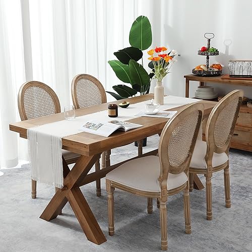 Miniatura 2 de Chassic Camino de mesa estilo granja con borla, camino de mesa rústico bohemio de 60 pulgadas de largo para comedor, vacaciones, fiesta y decoración