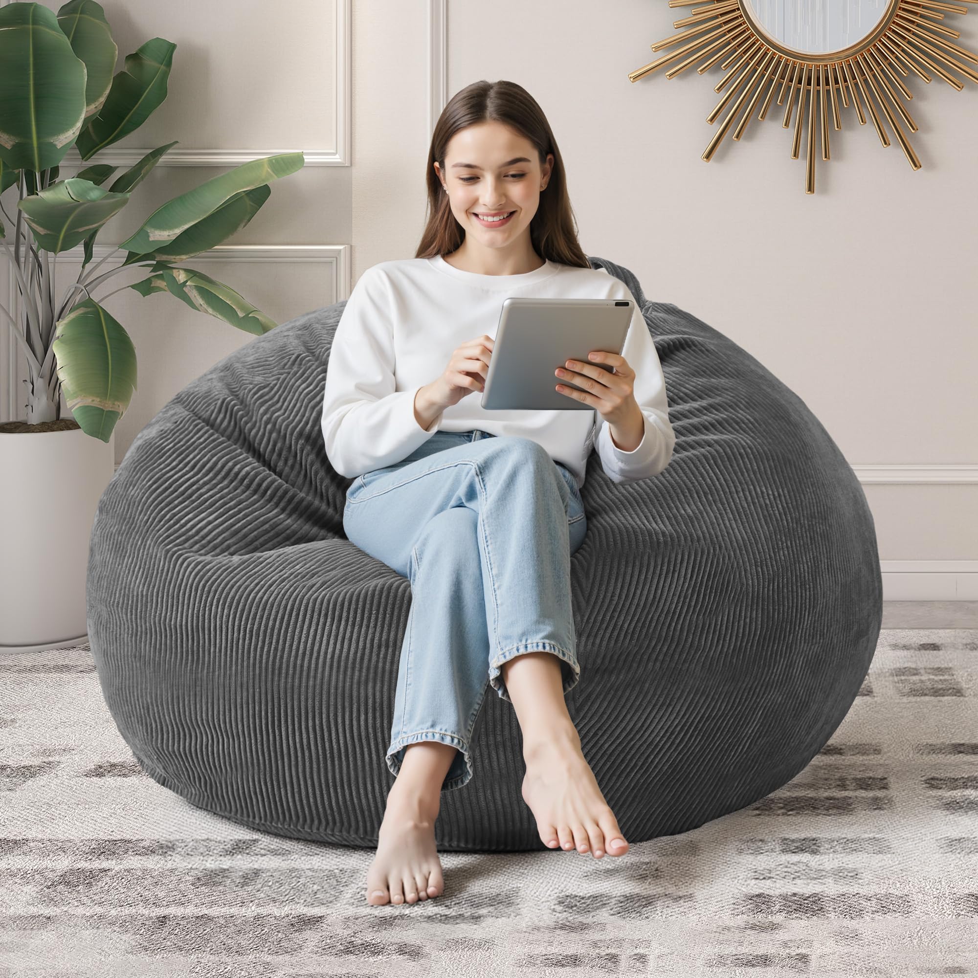 Cansunna 3.5FT Bean Bag Chairs Teardrop Bean Bag Chair for Adults