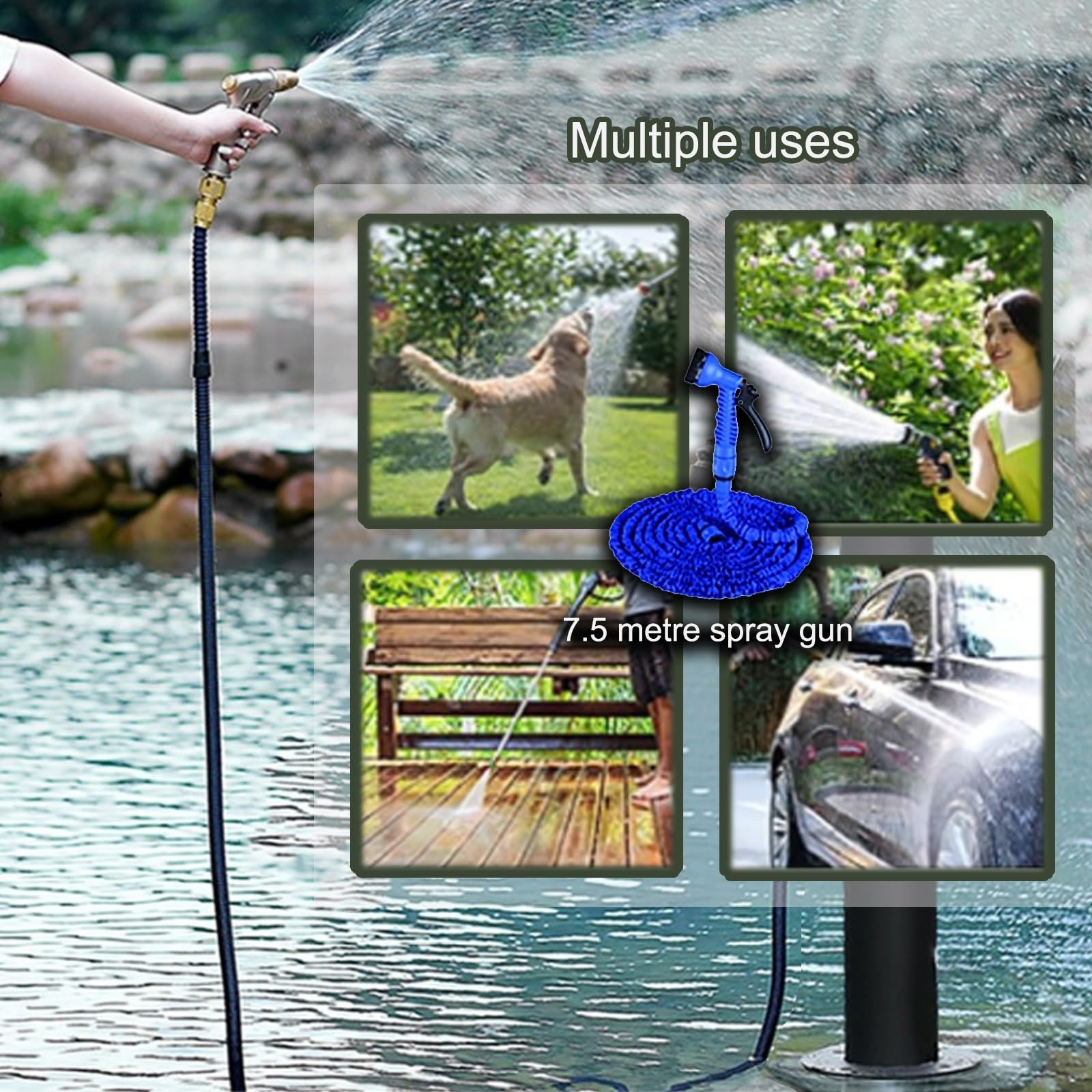 Grifo de jardín independiente, fuente decorativa con soporte de manguera, ideal para riego y lavado de espacios al aire libre, diseño duradero y elegante