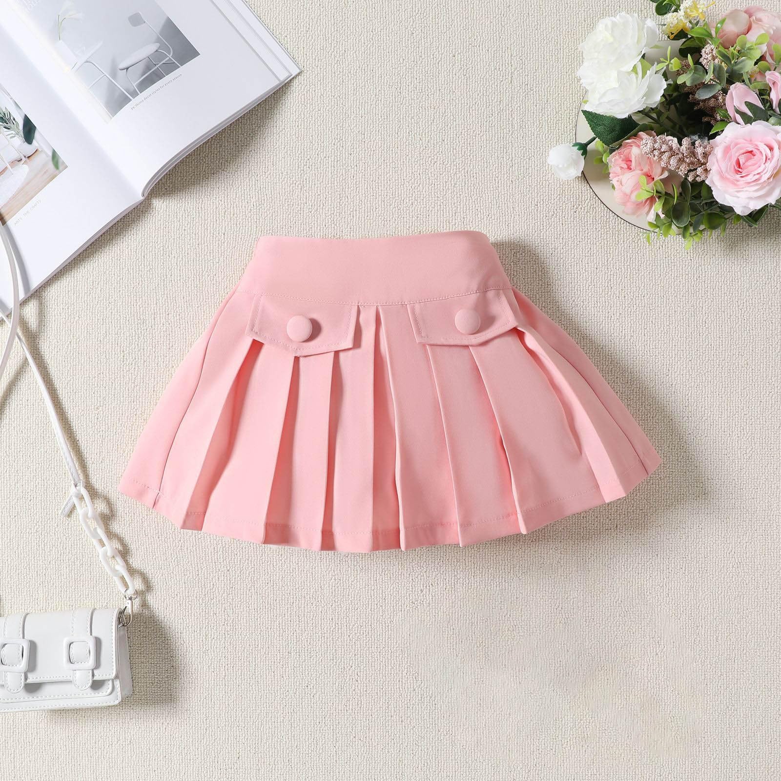 Conjunto de Faldas para niña pequeña, Ropa para Primavera y Verano, Chaleco de Punto sin Mangas + Conjunto de Falda Plisada de línea A Ternos De Vestir