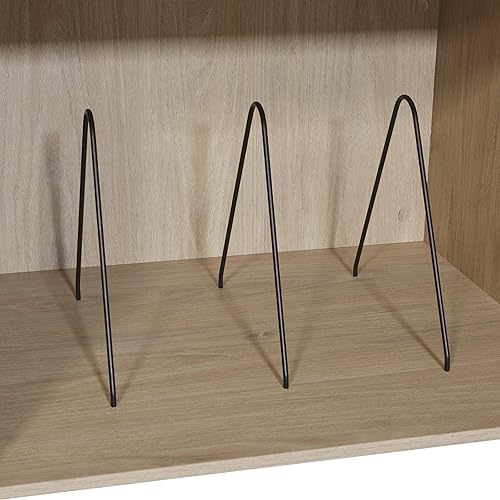 Miniatura 8 de OSP Home Furnishings Consola de soporte para tocadiscos retro con almacenamiento de álbumes, acabado de aliso noruego