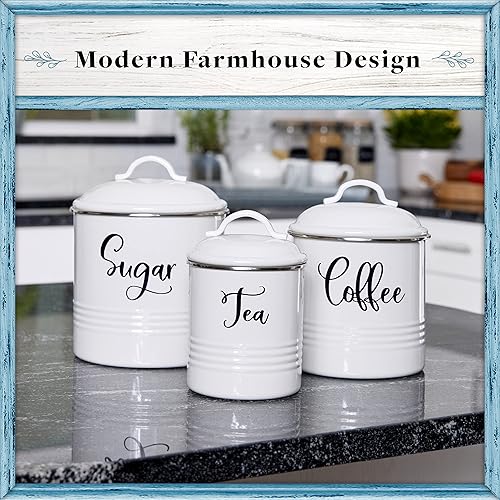 Miniatura 5 de Home Acre Designs - Juego de 3 botes herméticos para papas, cebollas y ajo, contenedores rústicos artesanales para guardar las verduras, color blanco