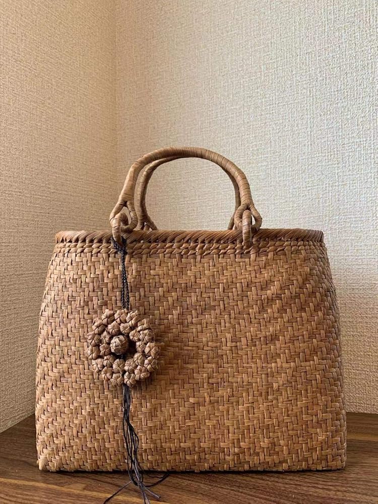 山葡萄ロータイプカゴバック(手作り) 国産山葡萄 手作り かごバッグ 網代編み A4サイズ適応