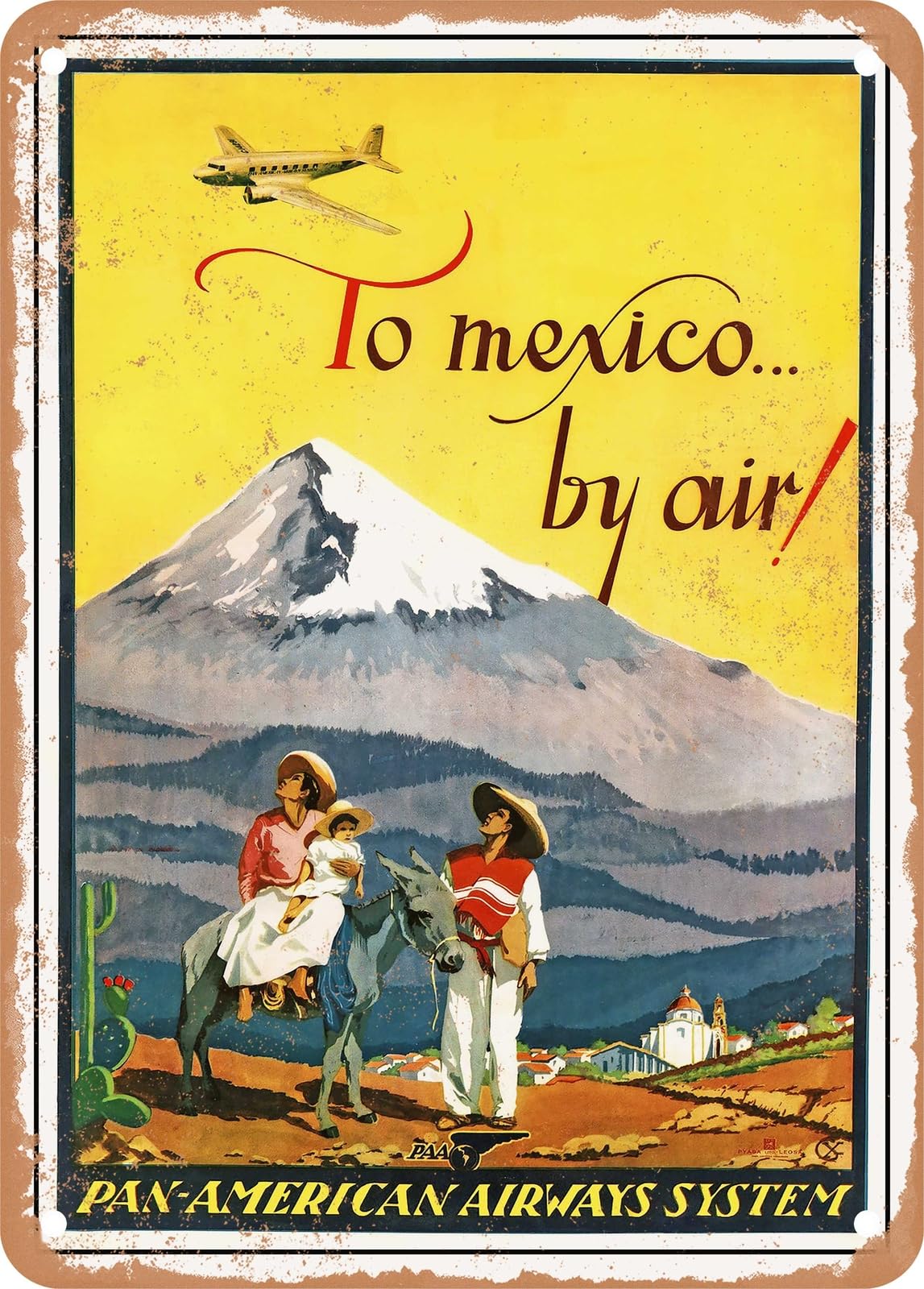 Miaomansenstore Metal Sign - 1937 To Mexico By Air Airways System Vintage Ad Home Decor