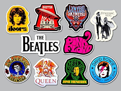 Paquete de calcomanías clásicas de rock (10 calcomanías), juego de 7 álbumes de vinilo retro, impermeables, coleccionables, mercancía, diseño disponible en Yaxa Colombia