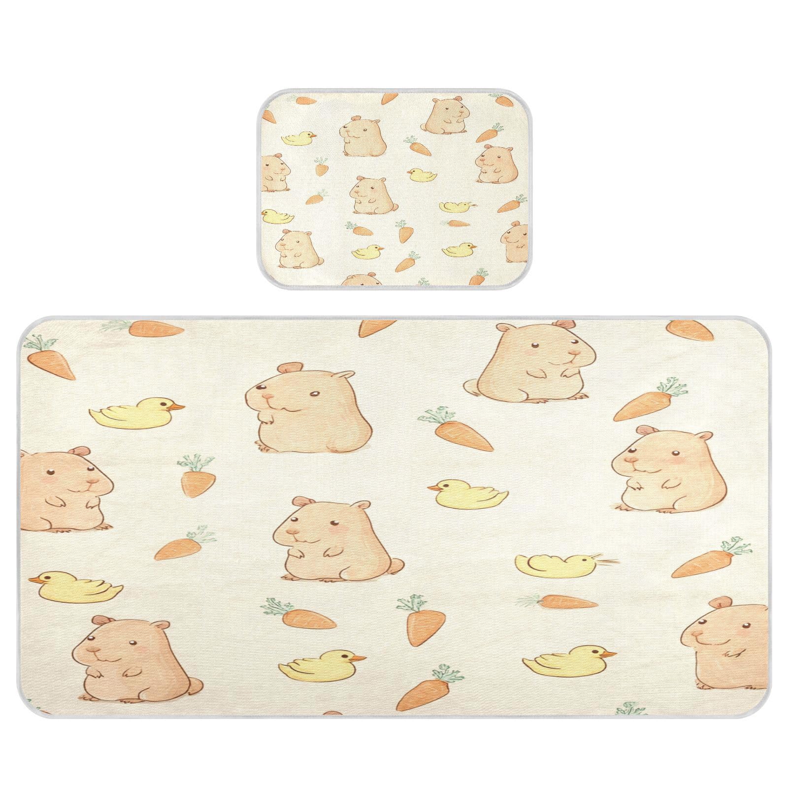 Bolaz Summer Sleeping Bed Pad, Cartoon Capybara Cooling Mattress Set Breathable Bed Mat Ice Silk Mat + Pillow Cover for Toddler Boys Girls