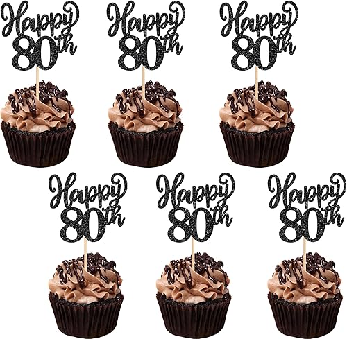 24 adornos para cupcakes con purpurina de 80 a 80 selecciones de cupcakes, 80 fabulosos números 80, decoraciones de pastel de cumpleaños para disponible en Yaxa Venezuela