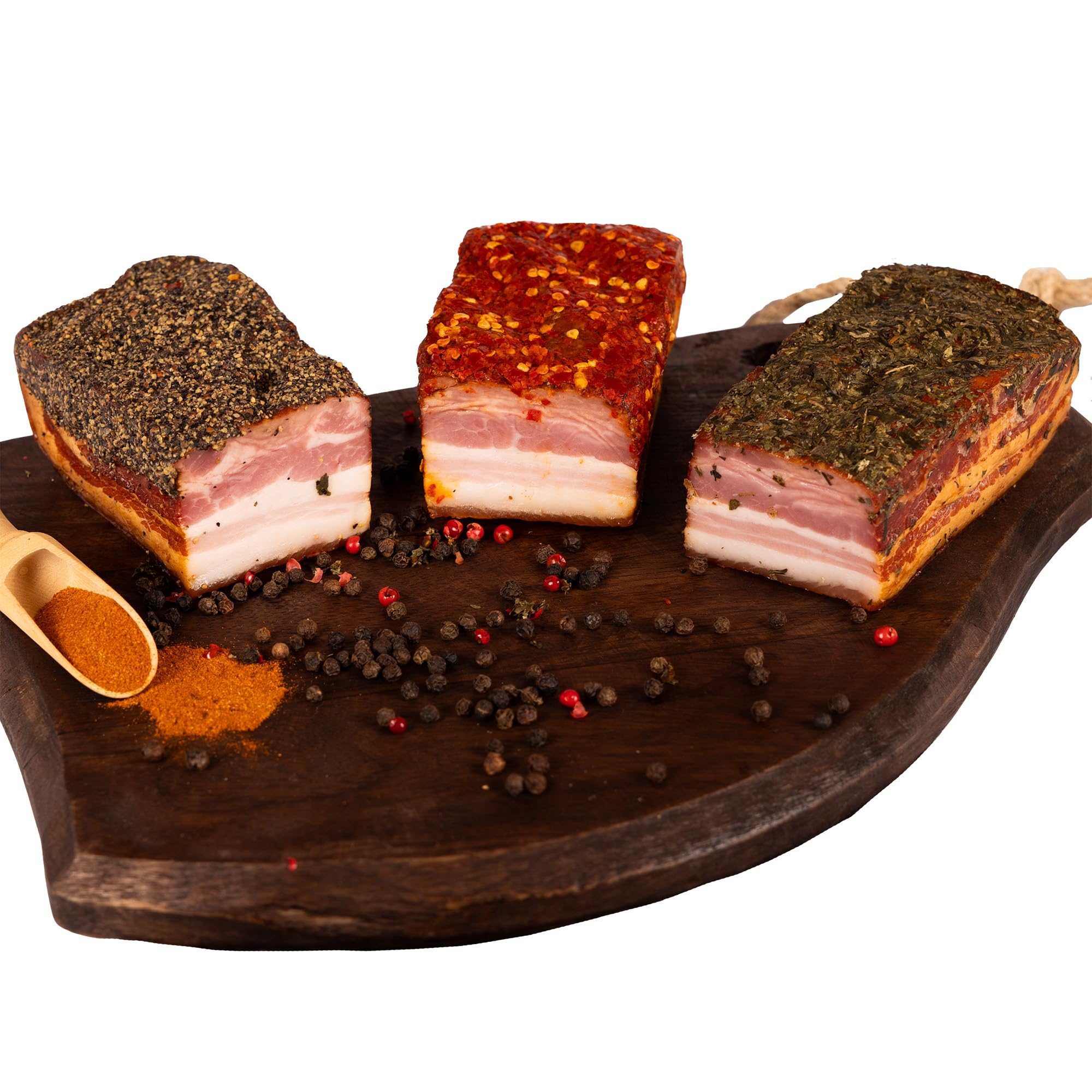 WURSTBARON® Speckpaket mit Chili, Kräutern und Pfeffer, Original Österreichischer Speck, Aromatisch gewürzt, 750g