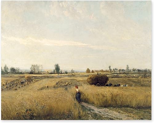 CLOUD NINE PRINTS - Arte de cosecha, impresión de paisaje de granja vintage - Arte de pared de granja, decoración de campo francés, arte de campo de