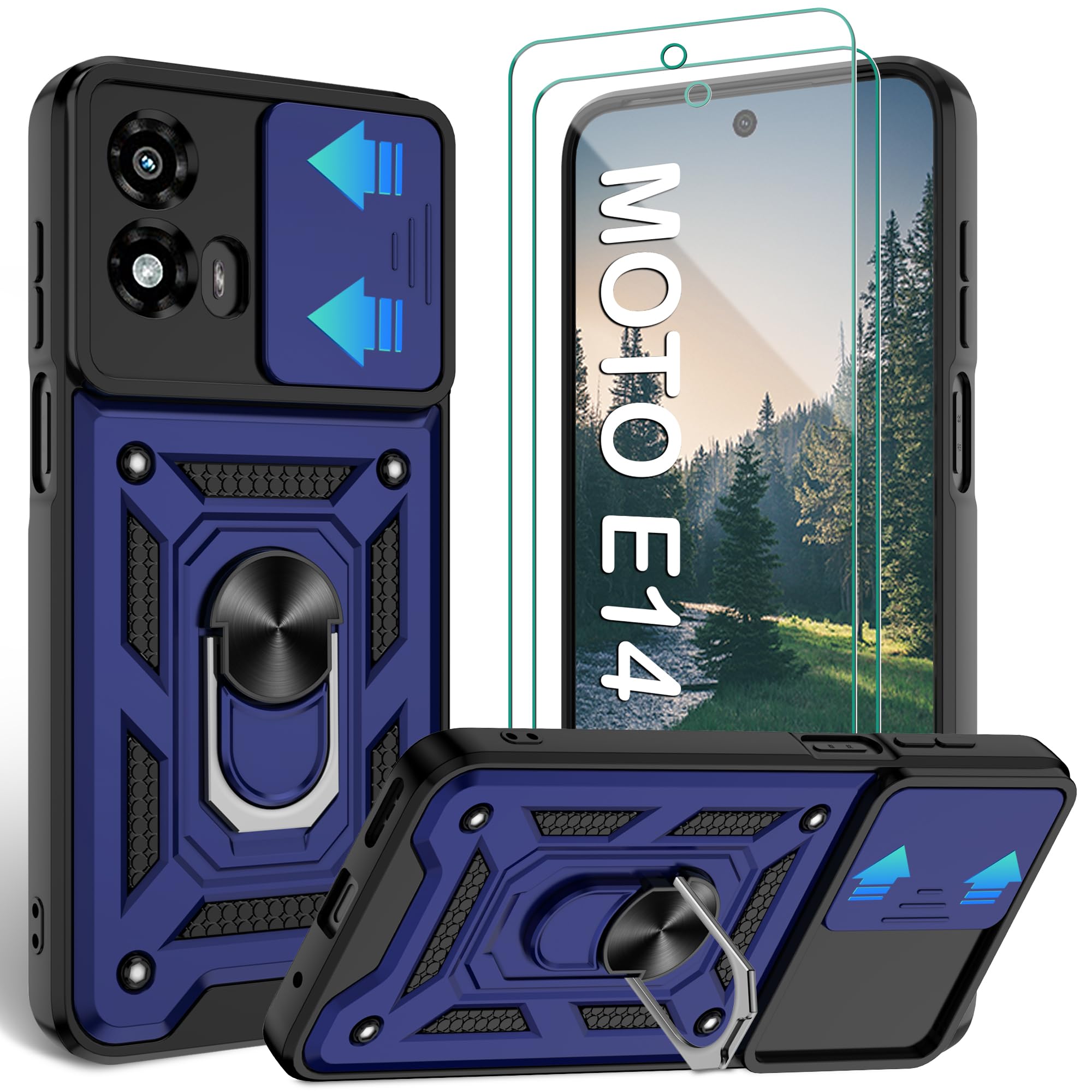 Motorola Moto E14 / G24 / G04 Tempered Glass Case With Slide Camera