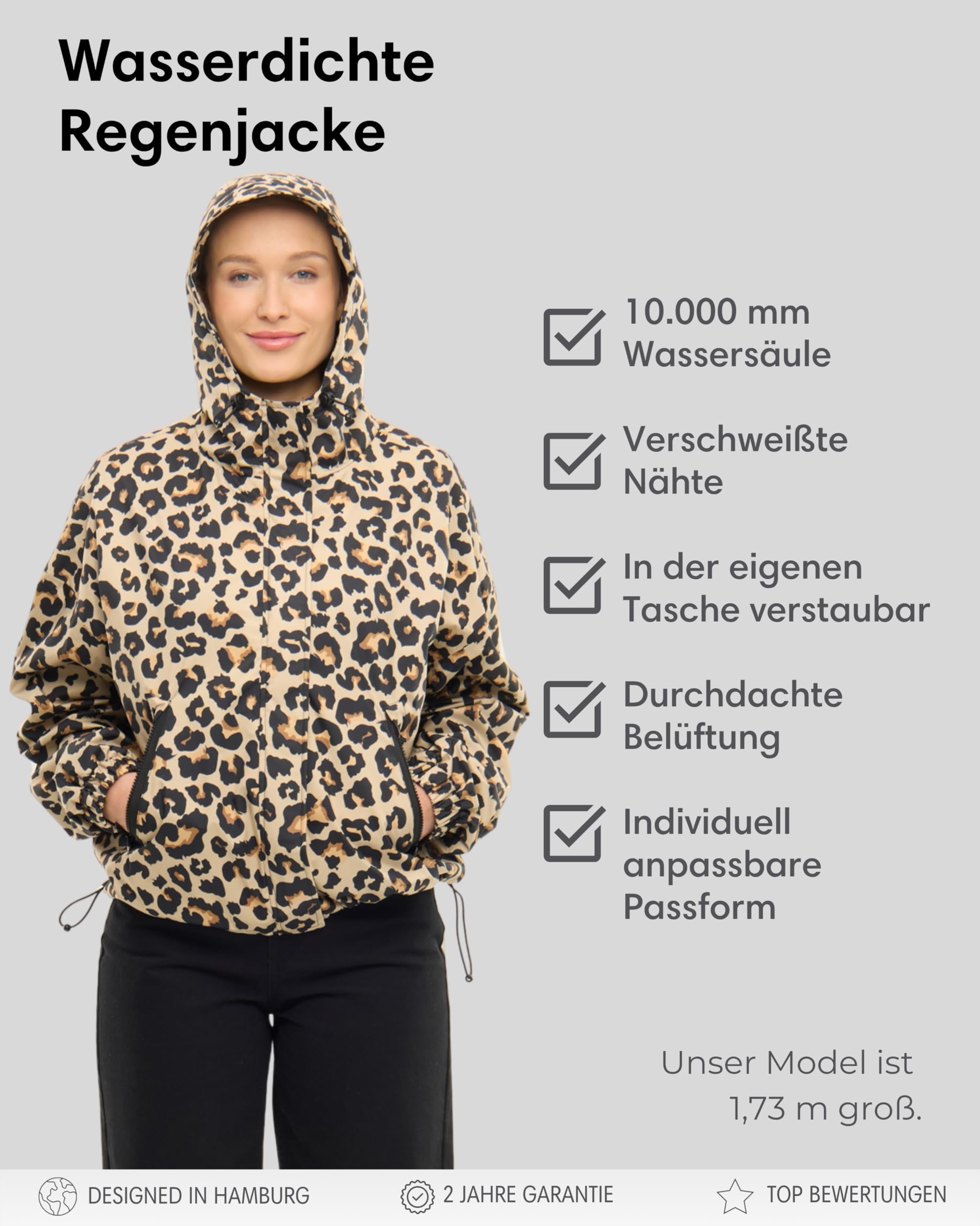 LARKSON Regenjacke Damen Herren - Elin - Regenmantel für Fahrrad Outdoor Festival - Wassersäule 10000 mm - Wasserdichte Jacke mit Verschweißten Nähten - Faltbar