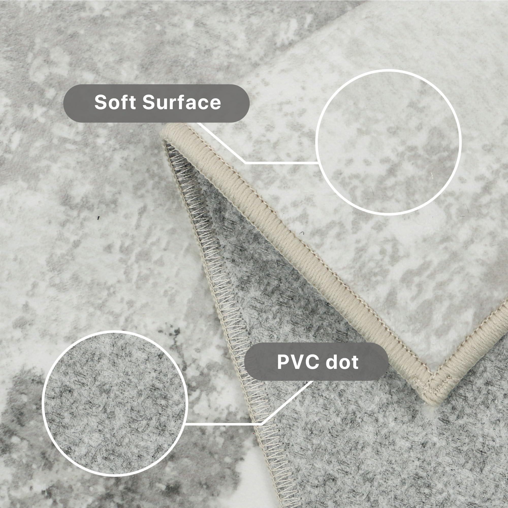 BEIMO Tappeto Salotto Pelo Corto, Moderno Tappeto Camera Da Letto, Tappeti Antiscivolo Lavabile, Tappeti Astratto per Cameretta, Soggiorno, Sala, Scendiletto, Bianco Grigiastro, 120x170cm