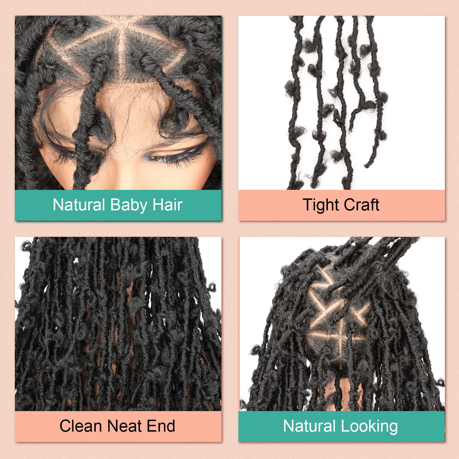 Amazon.com : AVELLABEE Braided Wigs for Black Women 26 inches Knotless  Butterfly Braids Wig Faux Locs Crochet Hair Dreadlocks Wig with Baby Hair  360 Full Lace Synthetic Lace Front Wig Lightweight Twisted