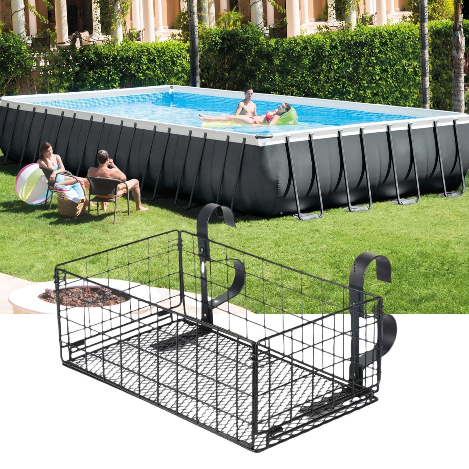 Cestino Da Bordo Piscina Organizer Contenitore In Filo Metallico | Cesto Contenitore Portaoggetti Da Piscina per Giocattoli, Bevande e Asciugamani, Ideale per Spiaggia, Giardino, Terrazza e
