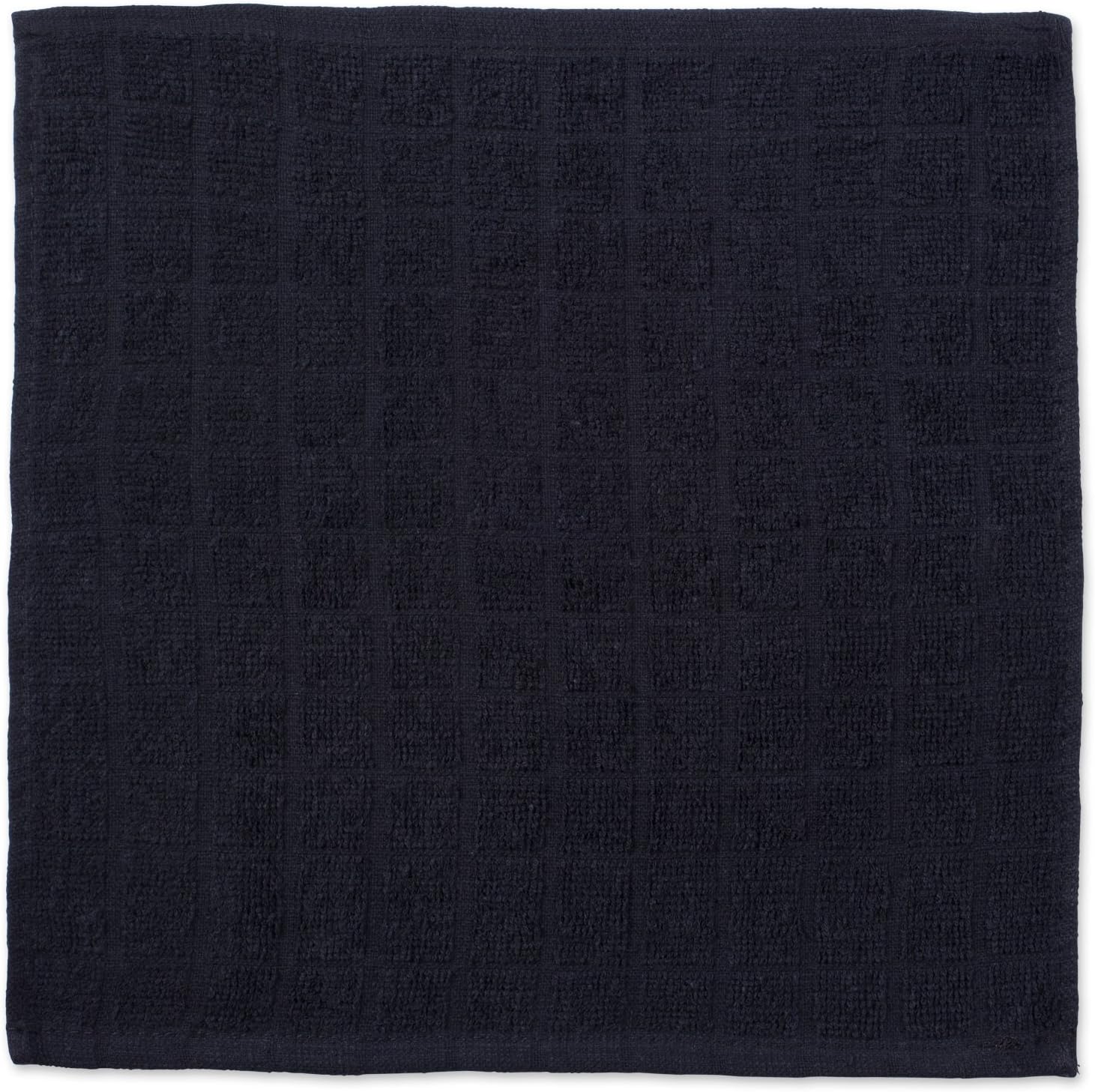 DII Basic Terry Collection Solid Windowpane Dishcloth Set, 12x12, Black, 6 Piece image 2