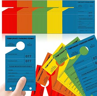 500 Pack Parking Permit Hang Tags Numbered 1-100 Multicolor Parking Permit Tag 7.75 x 4.25 Inch Parking Tickets with Numbered Perforated Visitor Hotel Guest Passes Car Hang Tags for Rearview Mirror
