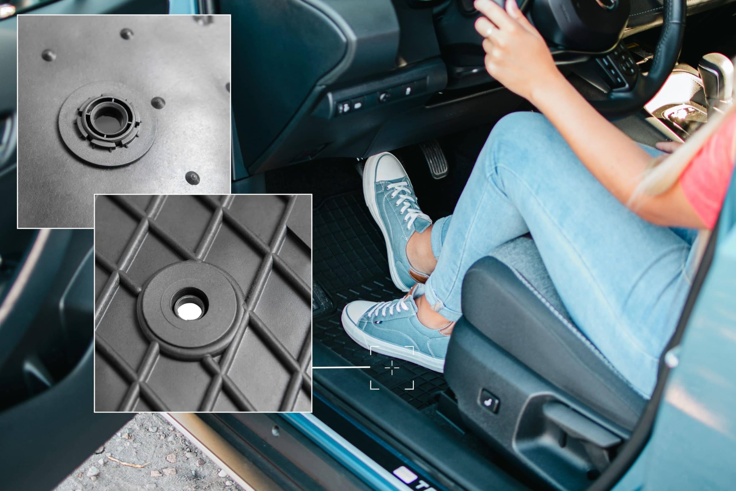 Tappetini in gomma su misura, compatibili con Peugeot 207 (2006-2012) SW, station wagon, hatchback neri su misura adattamento ottimale