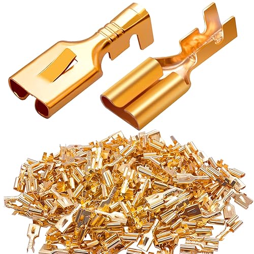 Twidec 200 conectores hembra de hoja de conector de pala de 0.248in, terminales de crimpado de empalme rápido, conector de cable no aislado para