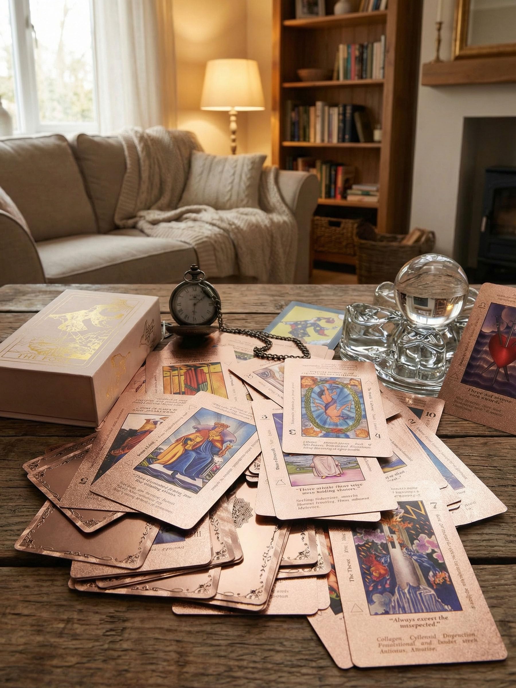 Cartas de Tarot con Diseño de Lámina Dorada Rosa, 78 Cartas, PVC Impermeable, Set para Adivinación y Reflexión - 4