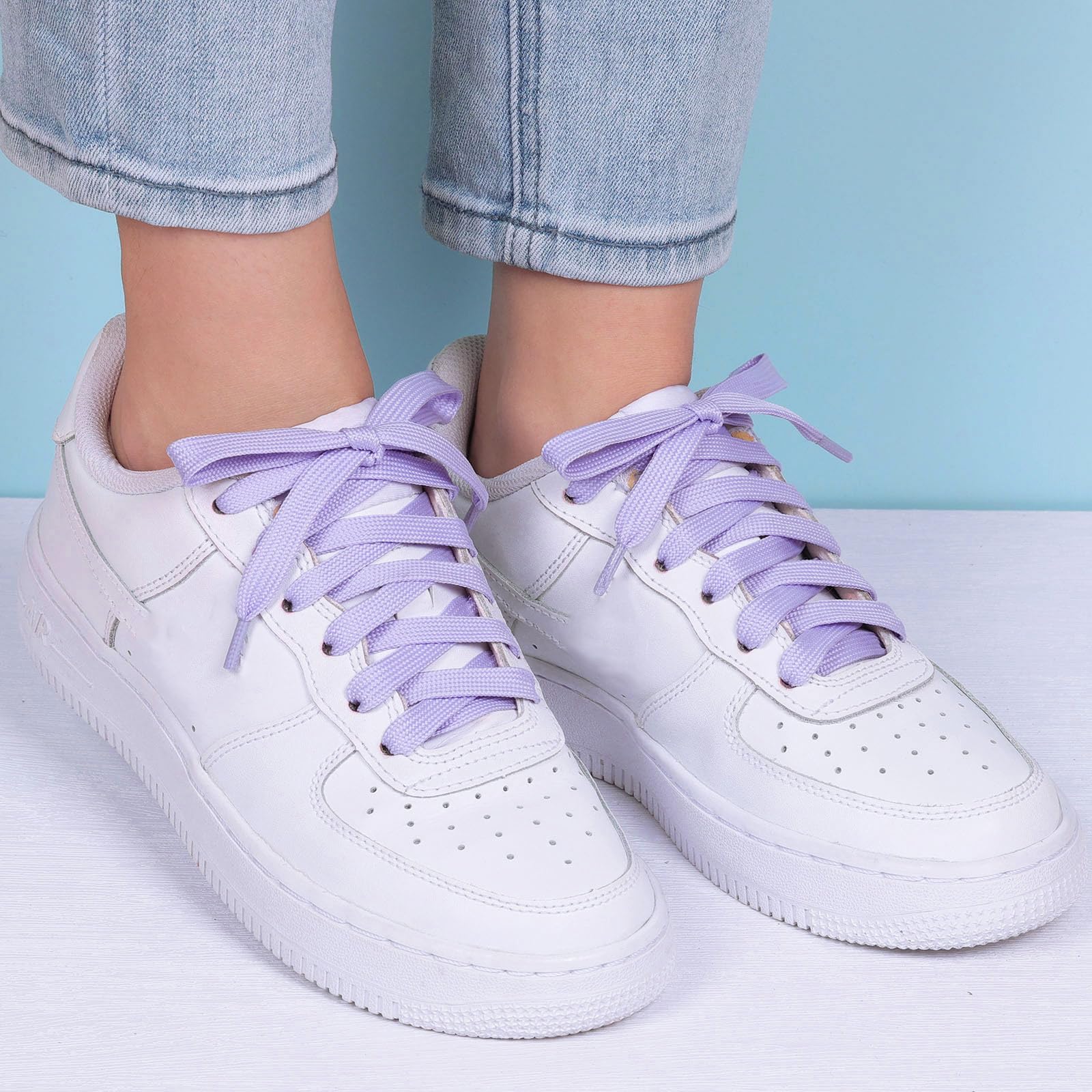 Visiter la boutique Olukssck Olukssck 2 Paires Lacets Plats, Lacets Durable de Remplacement de 10mm de Qualité pour Chaussures de Sport, Chaussures de Ville in use