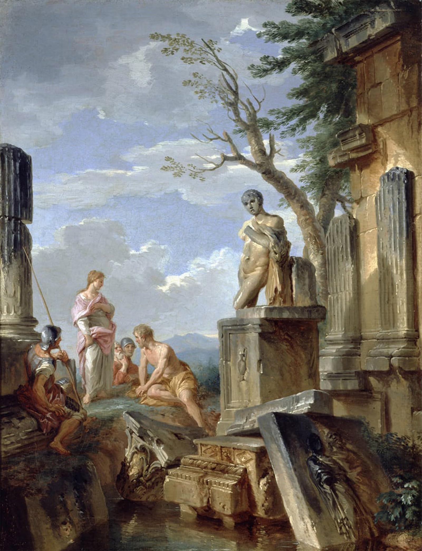 HRJUBWREE Classic Canvas Picture Art Canvas Print Modern Oil Painting Ruins with a Si by Paolo Pannini Artwork on Wall for Office Decor 60x90cm