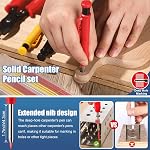 Solid Carpenter Pencil, 2 Pcs Carpenter Mechanical Pencil, Deep Hole Woodworking Pencils for Drawing, Marking, Scribering, Woodworking (Black, Red)