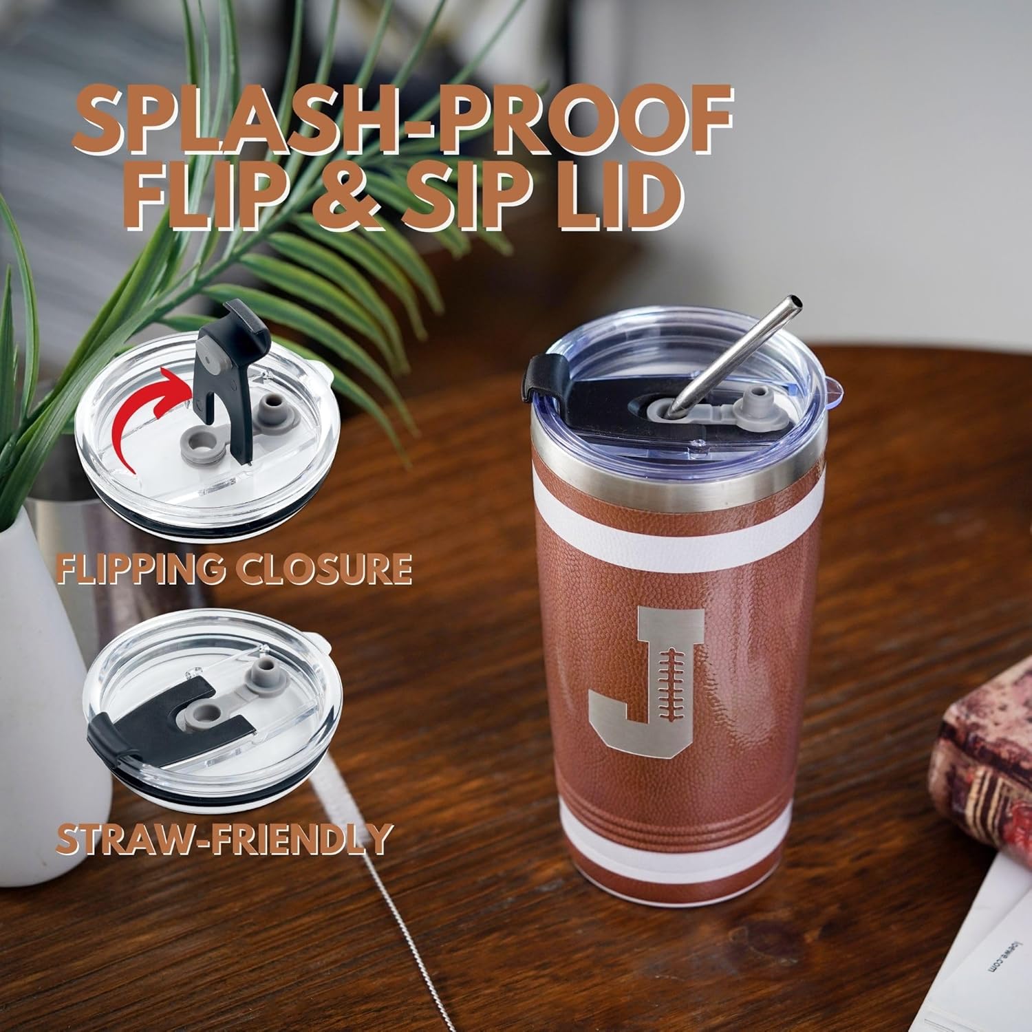 Onebttl Personalized Football Gifts for Teen Boys, Men, Coaches, 20oz Stainless Steel Tumbler with Laser Etched Initials for Football Players, Lovers - K - Image 5