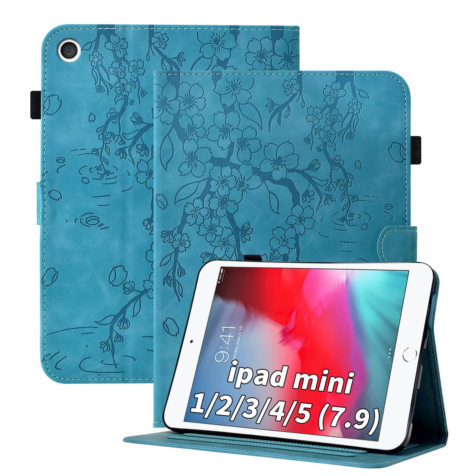 Coque iPad Mini 5 4 3 2 1 support multi-angles rigide bleu avec veille auto - 8