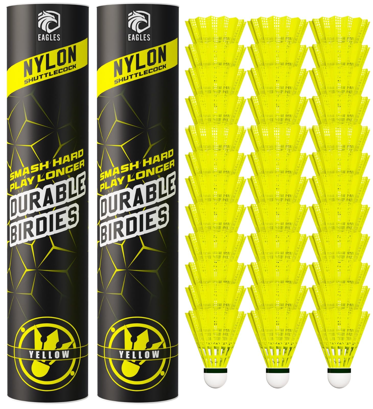 EAGLES Badminton Birdies - Nylon Bedminton Shuttlecocks for Softball/Baseball Batting Training - Highly Stable &amp; Durable 24 Pack, 12 Pack or 6 Pack Shuttle Balls