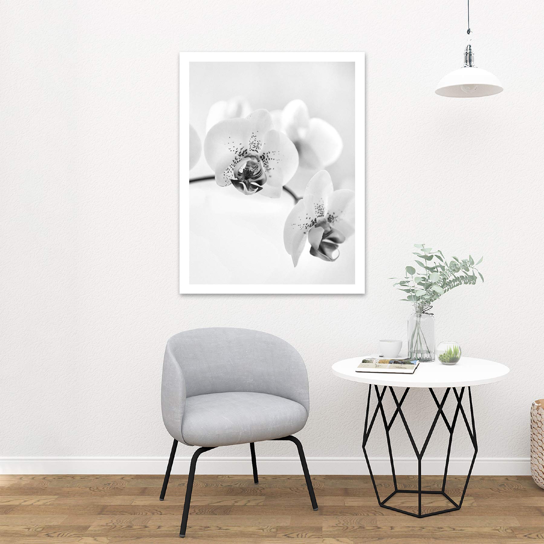 Wee Blue Coo Orchid Flower Black White Photo Art Large Art Print Poster Wall Decor 18x24 inch, Unframed Paper, 61L x 45.7W cm - Image 2