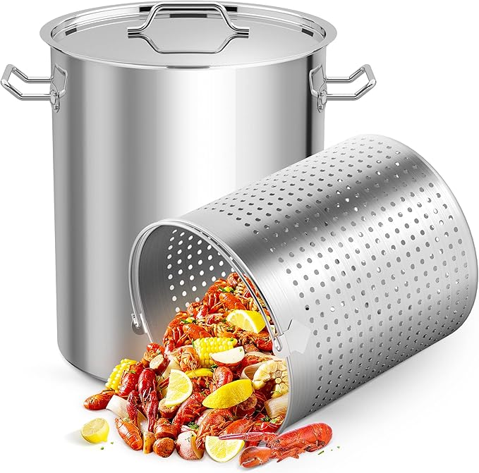 ARC 64QT Large Crawfish Seafood Boil Pot with Basket