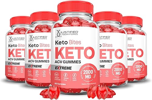 Paquete de 5 gomitas Keto Bites Keto ACV de fórmula extrema de 2000 mg veganas sin OMG con jugo de granada raíz de remolacha B12 300 gomitas