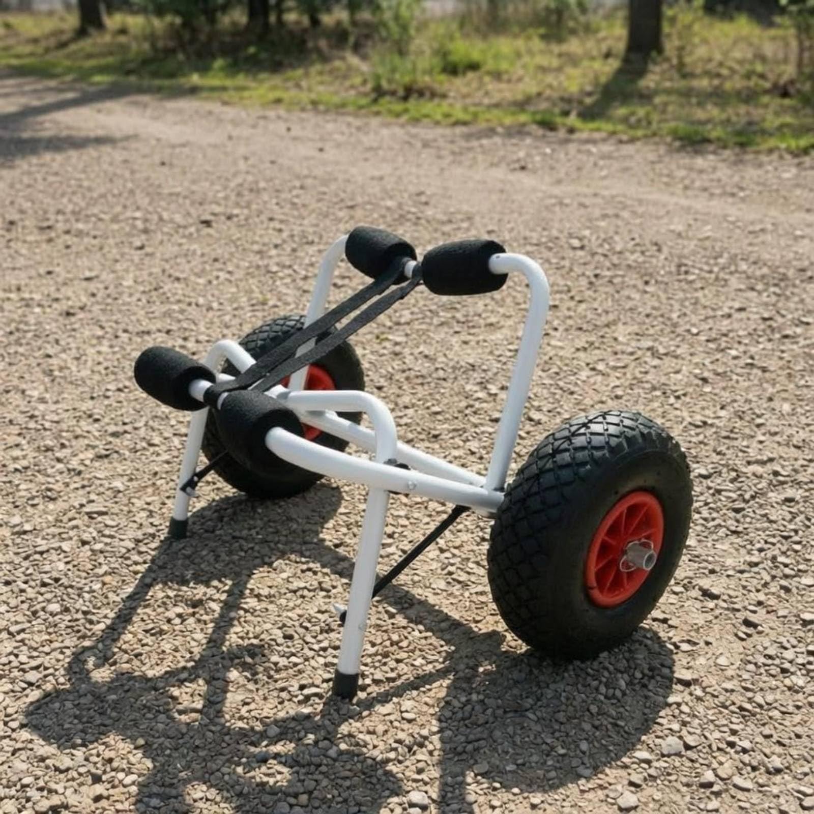 Carrito de Kayak Plegable Carro Remolque Soporte Transporte Carga Marco de Aluminio con Neumáticos Inflables y Acolchado de Espuma Adecuado para Embarcadero Lago Excursiones