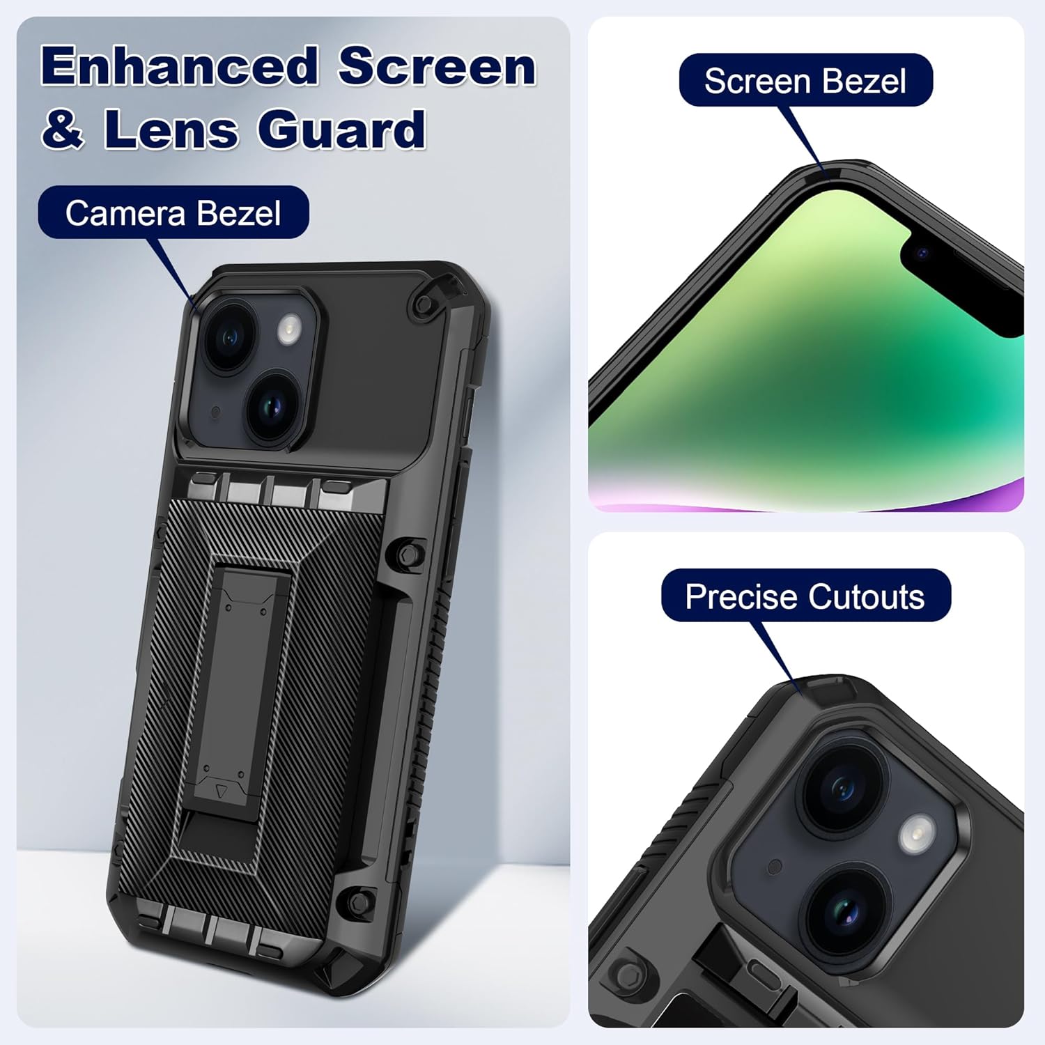 SAMONPOW for iPhone 14 Case Wallet with Card Holder [4 Cards] & Stand & Military-Grade Drop Protection Heavy Duty Shockproof Hidden Card Slot Wallet Phone Case for iPhone 14 for Women Men, Black - Image 4