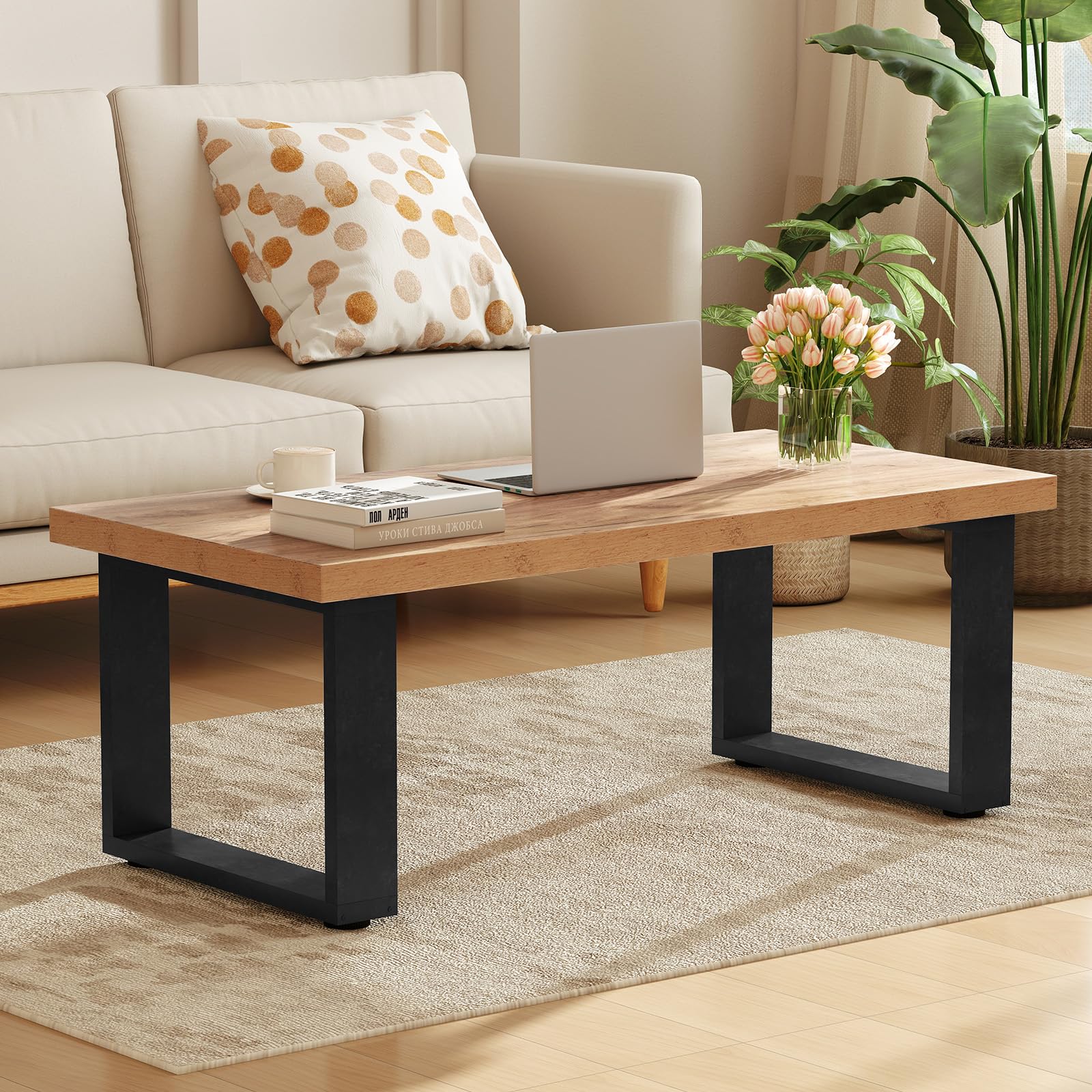 Amazon.com: GOFLAME Rustic Coffee Table with Storage, 47” Wood