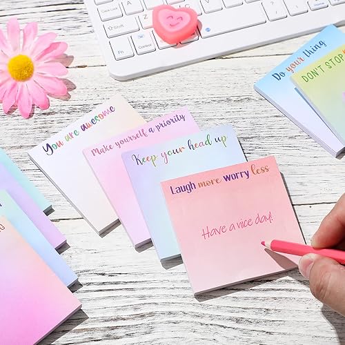 Miniatura 10 de Notas adhesivas inspiradoras de 3 x 3 pulgadas, blocs de notas motivacionales divertidos, 50 hojas cada uno regalos positivos para profesores,