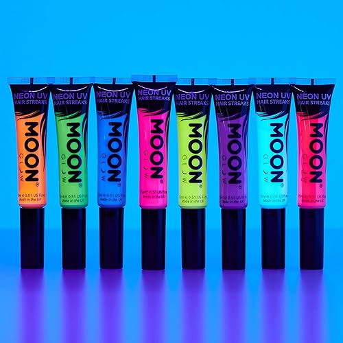 Miniatura 4 de Máscara de cabello de neón Blacklight con rayas de 0.51 onzas  Brilla intensamente bajo luces negrasiluminación UV, Rosa intenso
