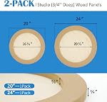 Falling in Art Unfinished Panneaux ronds en bois de bouleau Kit pour la peinture, Toile en bois 2 Boîte de 20 et 24" Studio 3/4" Deep, Cradle Boards pour Verser, Art, Artisanat, brûlure et plus encore
