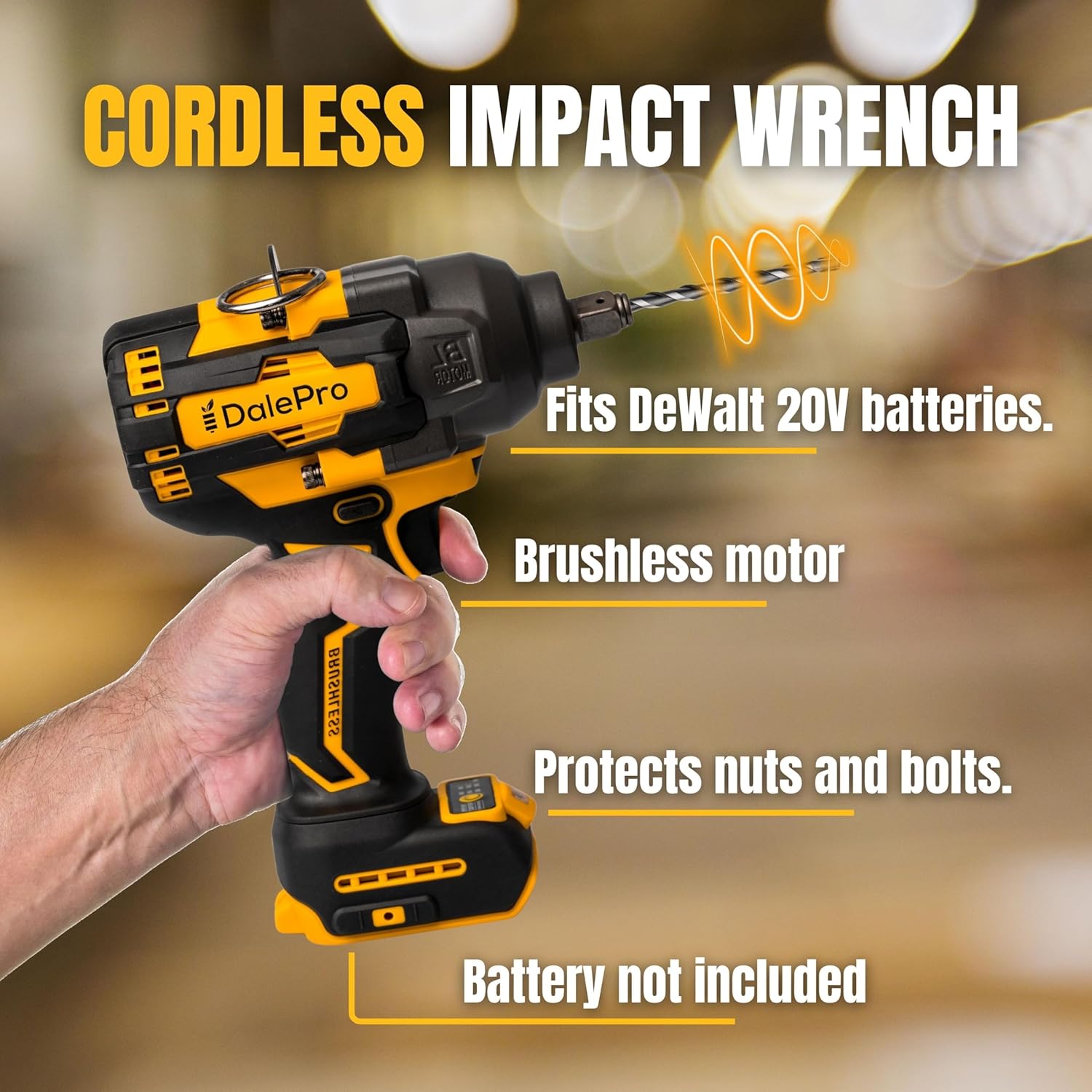 Cordless Impact Wrench 1/2 inch for DeWalt 900Ft-lbs 1200N.m - Includes 20v Battery, Charger and 1/2-5 Socket + Extension